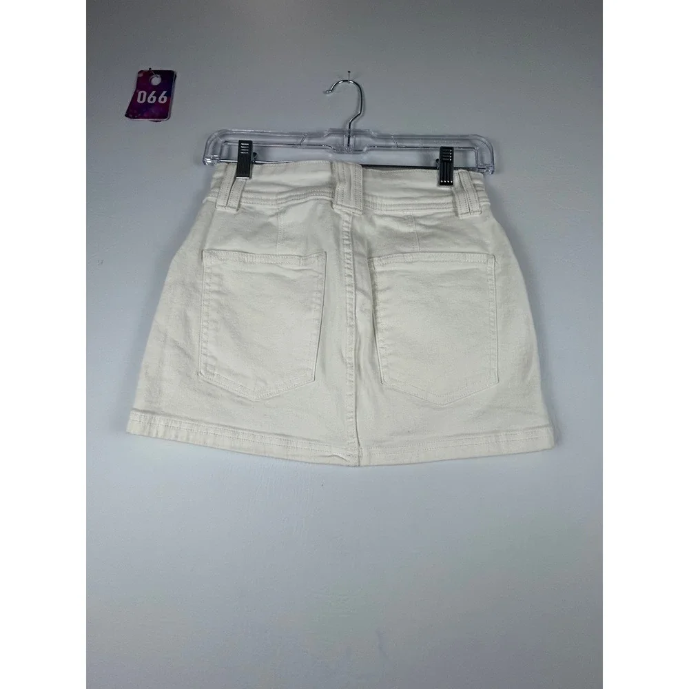 Bershka Womens Mini Skirt Size 4 White Denim High Waisted Y2K Summer